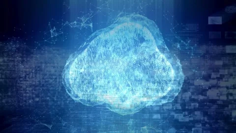 Digital blue cloud computing icon with binary code. Stock Footage 335830960