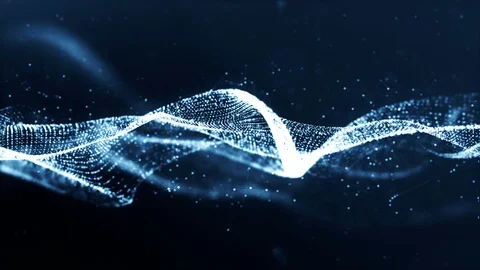 Digital blue color particles wave and bokhe abstract background Stock Footage 93294341