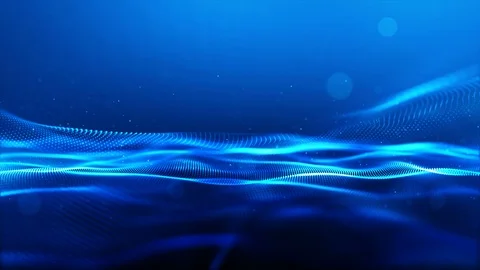 Digital Blue Color Particles Wave and Light Abstract Background Stock Footage 104739767