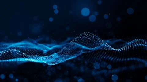 Digital blue color particles wave flow abstract motion background Stock Footage 109524568