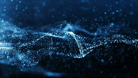 Digital blue color wave particles and light abstract background Stock Footage 92581598