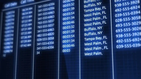 Digital Blue Computerized Phone Records in online database Stock Footage