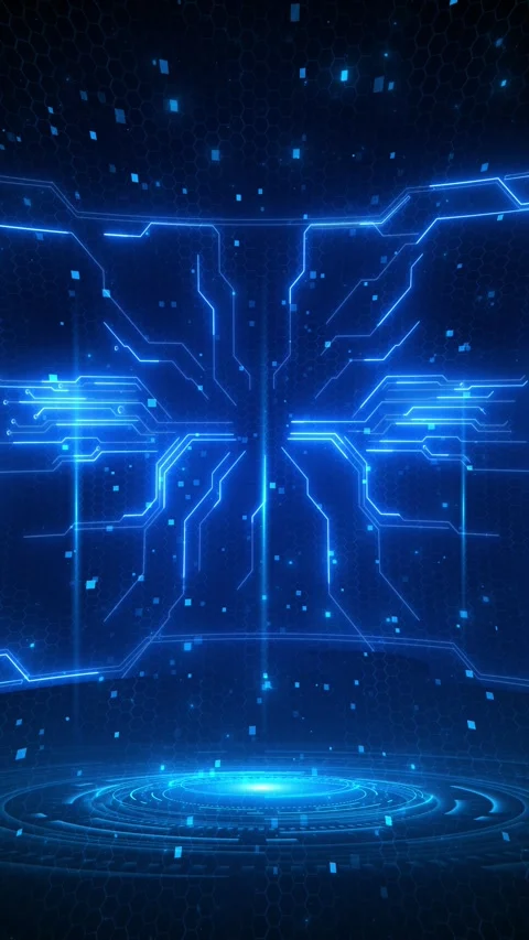 Digital Blue Cyber Platform Scene Stock Footage 333854185