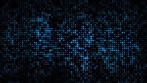 Digital blue dots glowing on black background, futuristic data particles matrix Stock Footage 333802522