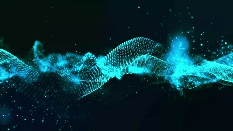 Digital blue dots wave and dust particle flying on lights abstract backgrou.. Stock Footage 295196246