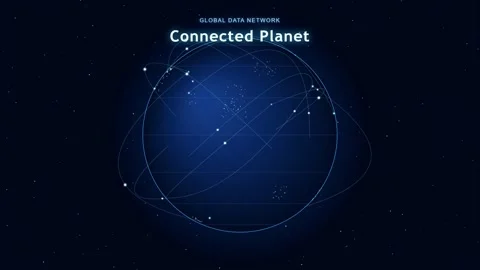 Digital Blue Earth Globe with Glowing Network Lines and Data Connection Points Stock Footage 346204093