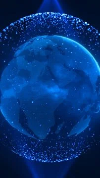 Digital blue Earth globe with glowing data particles and global network con.. 스톡 일러스트