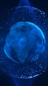 Digital blue Earth globe with glowing data particles and global network con.. 스톡 일러스트