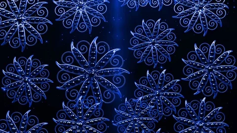 Digital Blue Flowers Stock Footage 94635362