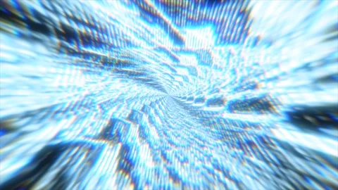 Digital Blue Glitch Tech Tunnel Animation Stock Footage 339672849