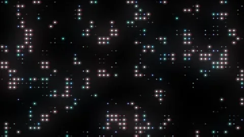 Digital blue glow chip style Arrange in order random particle motion background Stock Footage 322898292