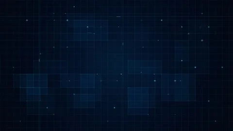 Digital blue grid interface features futuristic geometric data blocks. Abst.. Stock Footage 346616677