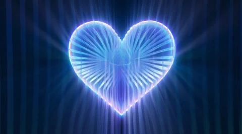 Digital blue heart glowing with light rays Stock Footage 331454068