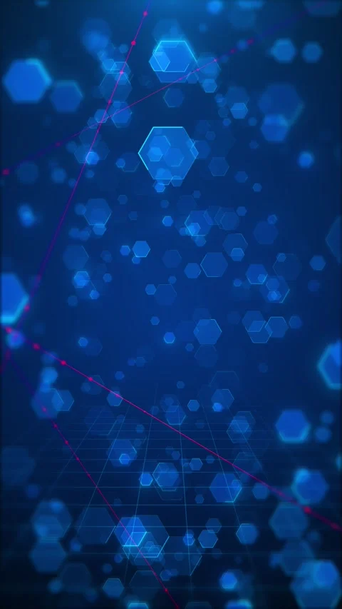 Digital blue hexagon data background glowing polygon shapes, virtual grid depth, Stock Footage 340411985