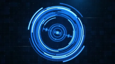 Digital Blue HUD Circle User interface on isolated Loop background. Video stock 180779031