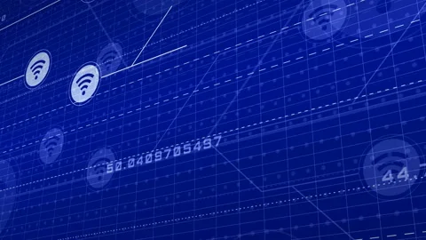 Digital Blue Interface with WIFI Icons | Stock Video | Pond5