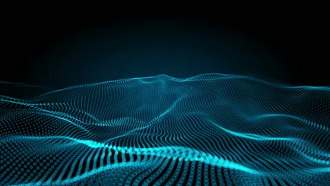 Digital blue lanscape wave particles form for digital background Stock-Footage 98751575