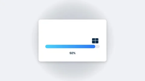Digital blue loading progress bar filling with percent seamless loop animation Video stock 347088211