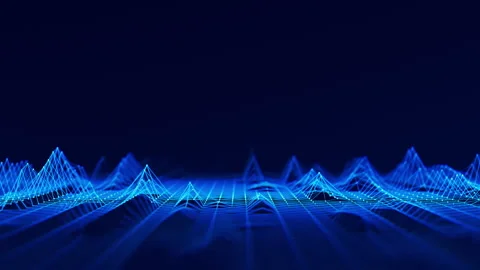 Digital blue mesh waves with points and links. Ai technology network surface 스톡 동영상 329560691