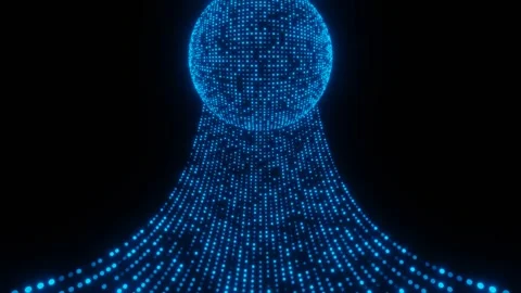 Digital blue neon ball rolling down loop animation Stock Footage 271122581