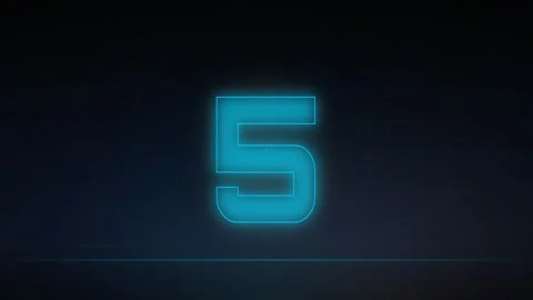 Digital Blue Neon Countdown Timer with Glowing Numbers on Dark Background for Stock Footage 340022969
