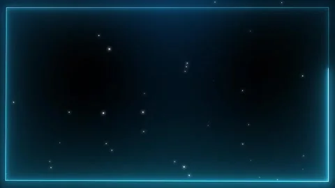 Digital blue neon frame with glowing particles on a dark tech background 動画素材 337779894