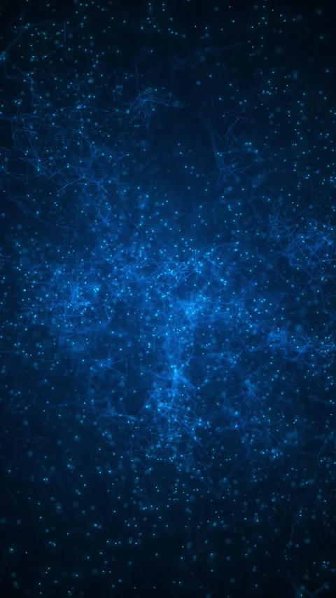 Digital blue network particle web glowing nodes, thin geometric lines, and deep Stock Footage 340478131