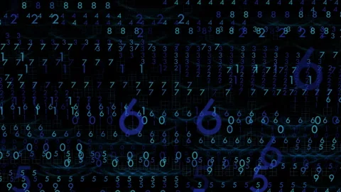 Digital Blue Numbers Overlapping Technological Grid Stock Footage 317303386