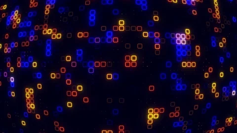 Digital blue orange cube pattern grid Dancing round cube purple color neon .. Vídeos de archivo 225660924