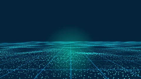 Digital blue particle dots wave on lights abstract background. Moving retro.. Video stock 295189407