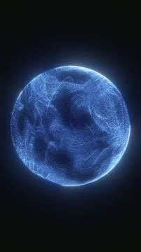 Digital Blue Particle Sphere Quantum Core Tech Planet Abstract Background Illustrazione stock