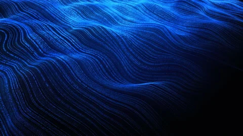 Digital Blue Particle Wave Abstract Background. 4K Movement Loop. 3d Renderin Stock Footage 150409413