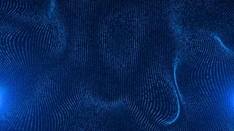 Digital blue particle waves and lights, animated cyber or technology background. Stock Footage 247821934