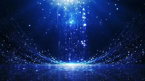 Digital Blue Particles Ascending Flow on Water Reflection Abstract Loop Stock Footage 320857050
