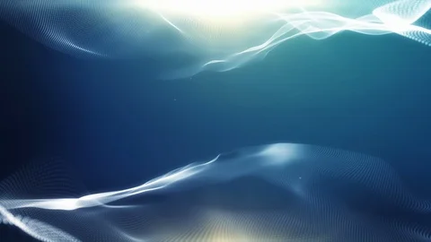Digital Blue Particles Wave and light abstract background. Stock Footage 130118559