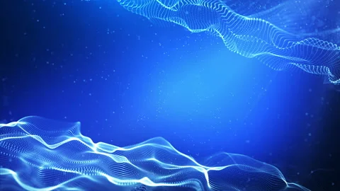 Digital Blue Particles Wave and light abstract background. Stock Footage 156329477