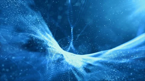 Digital blue particles wave with bokeh and dust motion abstract background Stock Footage 97768808