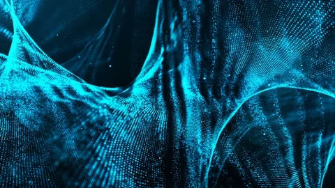 Digital blue particles wave with bokeh and dust motion abstract background Stock Footage 98012380