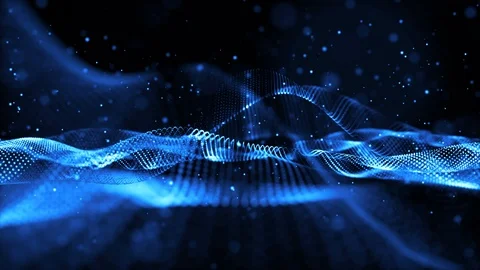 Digital blue particles wave with dust motion abstract background Stock Footage 96087720