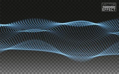 Digital Blue Perspective Composition. Abstract linear 3D landscape. Technology Stock Illustration