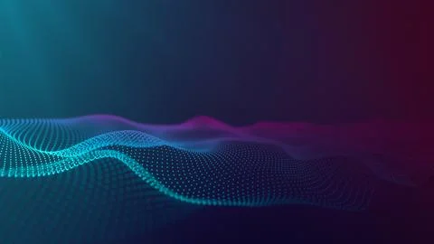 Digital blue pink waves. Wavy magenta turquoise gradient. 4k graphic landsc.. Stock Illustration