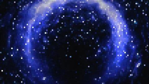 Digital blue pixel tunnel matrix cyber background 스톡 일러스트