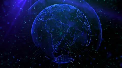 Digital blue planet of Earth. 3D animati... | Stock Video | Pond5