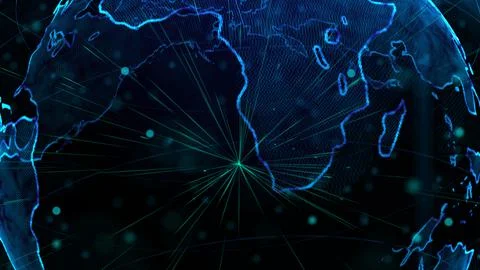 Digital blue planet of Earth, 3D animation Stock Illustration