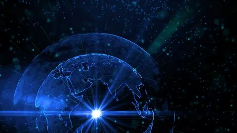 Digital blue planet of Earth, 3D animation Stock Illustration