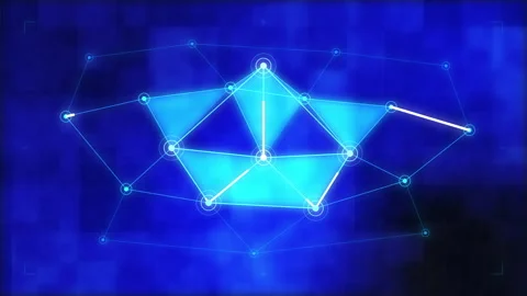 Digital blue plexus network animation with glowing data nodes, connection l.. Stock Footage 348327750