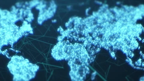Digital Blue Plexus World Map Technology World Stock Footage 281456451