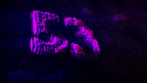 Digital blue purple Countdown Square Matrix Pattern 4K UHD Perspective Stock Footage 229314832