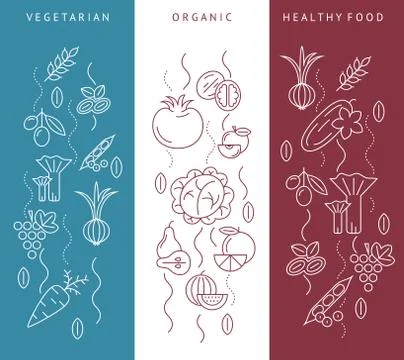 Digital blue red vegetable icons set Stock Illustration