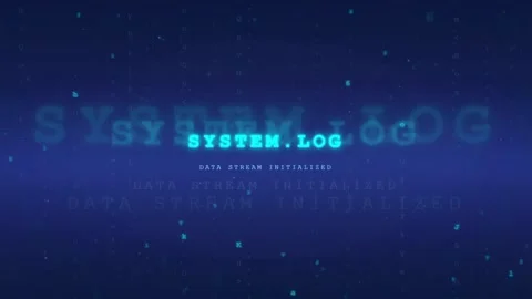 Digital blue screen with system log text and data stream initialization Stock Footage 336774406